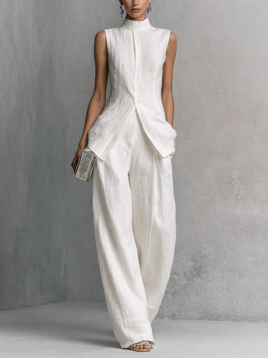 Drapey Sleeveless Top and Long Pants Set
