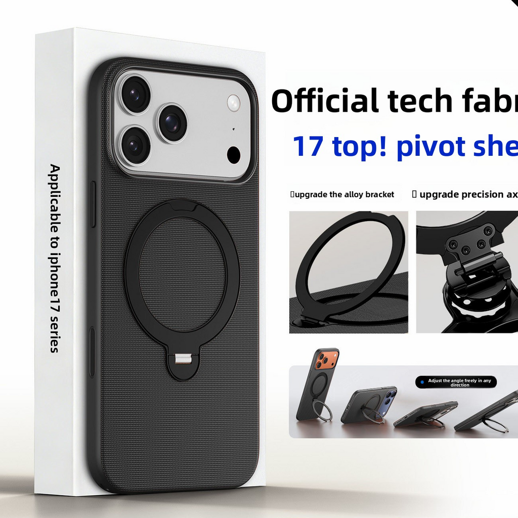 Magnetic Phone Case with Rotating Stand and Camera Button