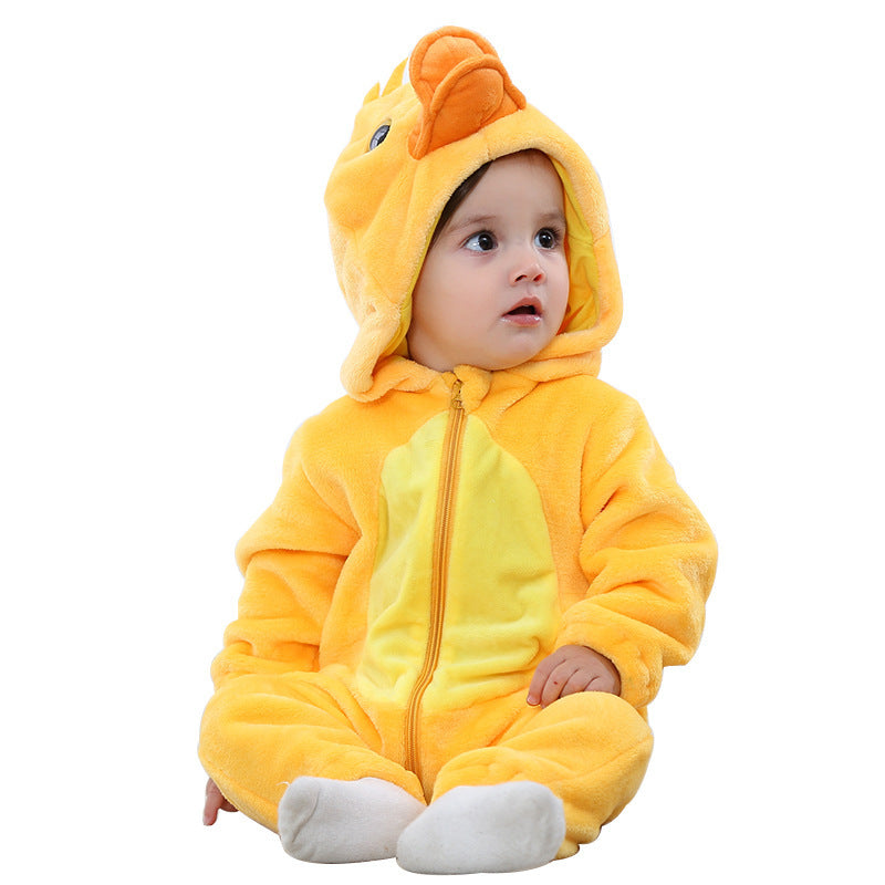 Children Flannel Romper with Animal Design