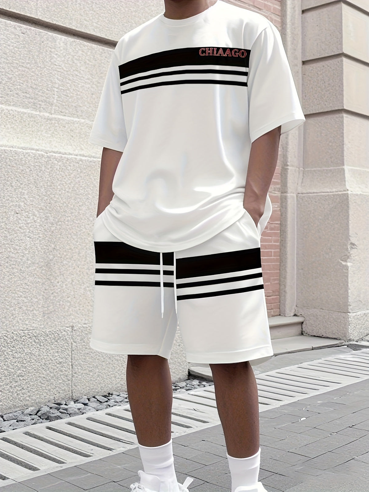 Men's Summer Jogging Suit Short Sleeve T-Shirt and Shorts Set