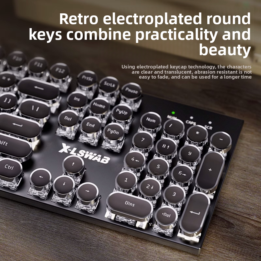 Retro Punk Wireless Mechanical Keyboard and Mouse Set