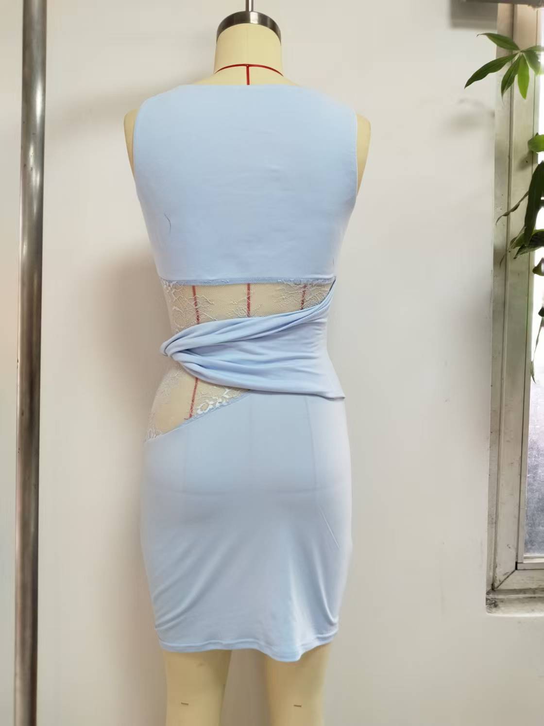 Womens Lace Splicing Slim Fit Dress