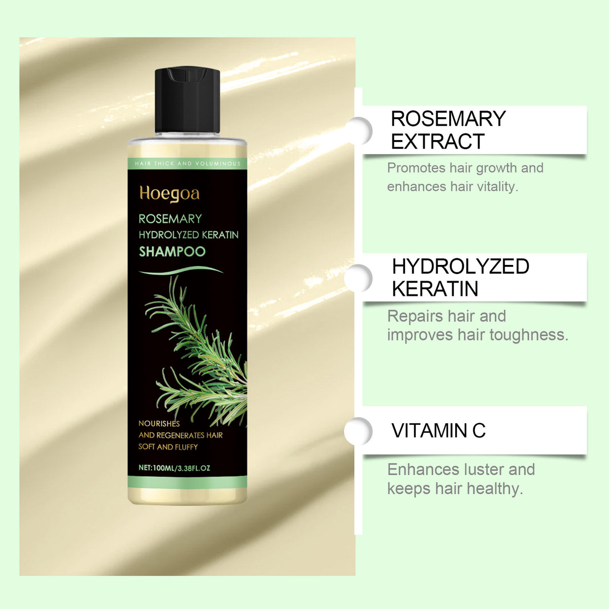 Hoegoa Rosemary Thickening Shampoo for Volumizing and Deep Repair 100ml
