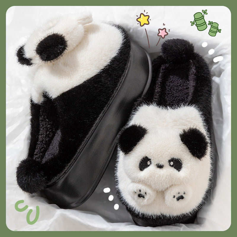 Women's plush panda home slippers