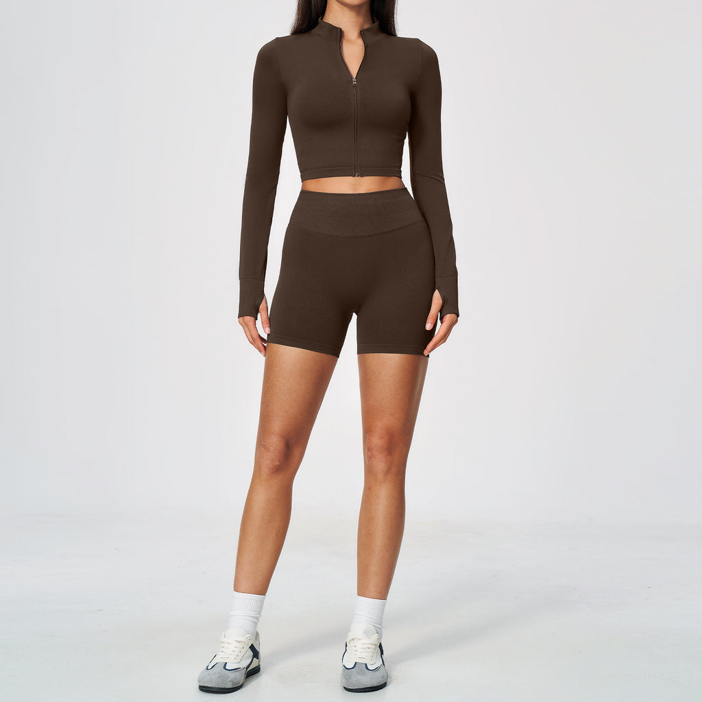 Women's Two-Piece Yoga Set Quick-Dry Sleeveless Jacket and Shorts