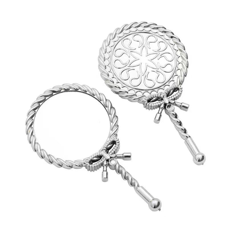 Retro Plastic Electroplated Handheld Makeup Mirror