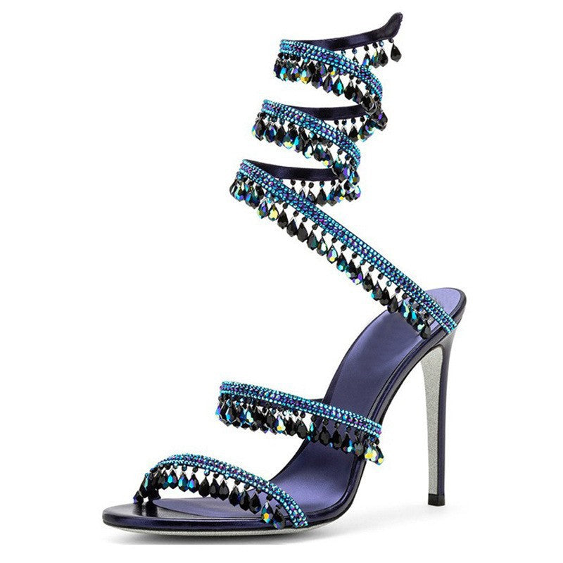 Women's glitter-studded ankle strap sandals