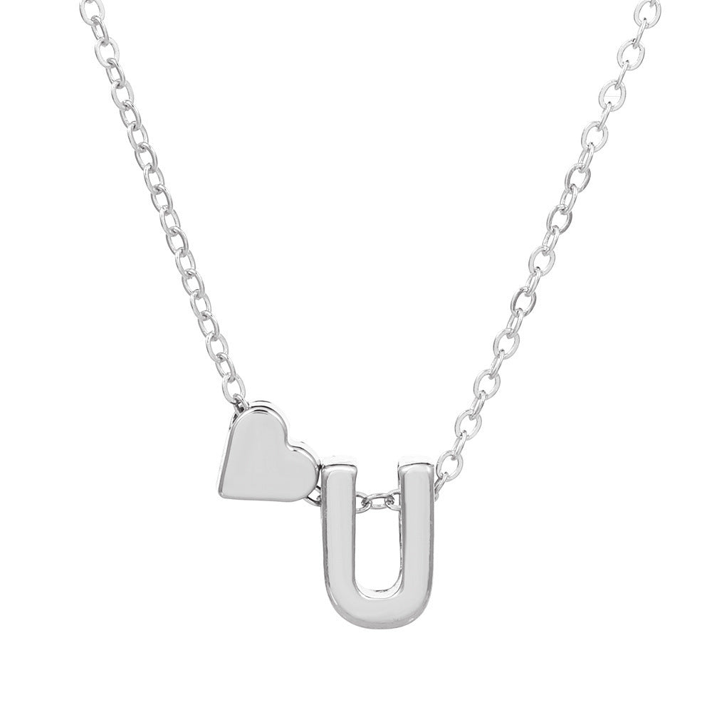 Heart Letter Necklace and Bracelet Set
