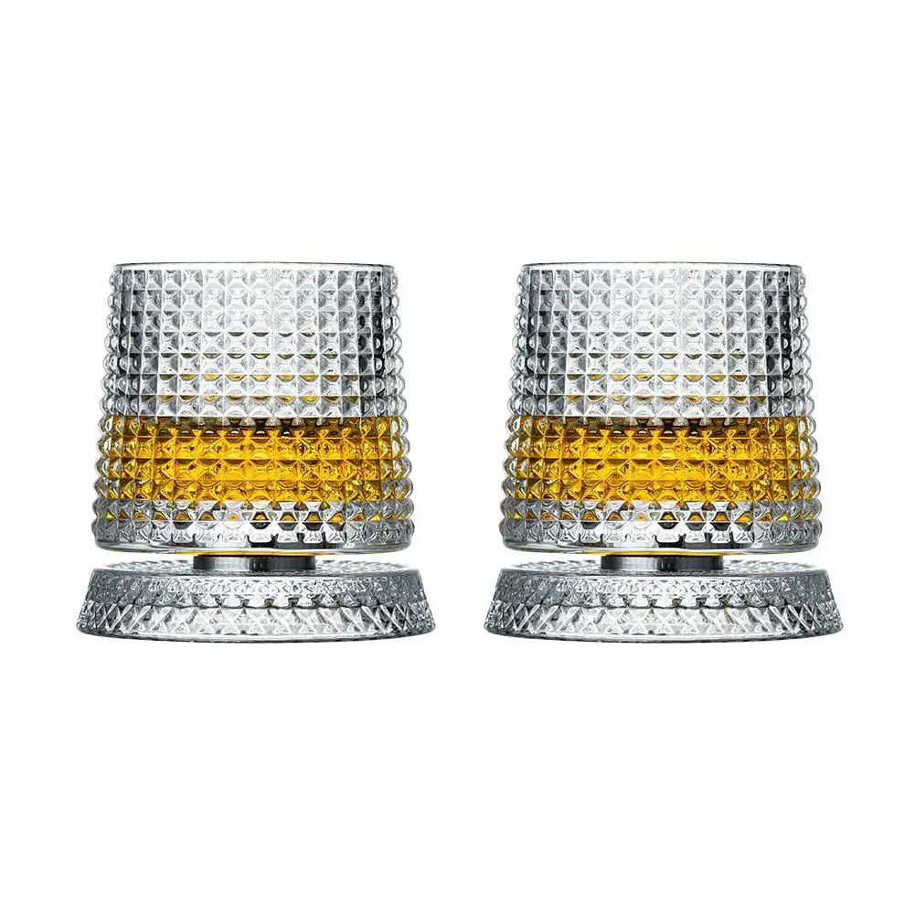 Rotating Base Whiskey Glass Set