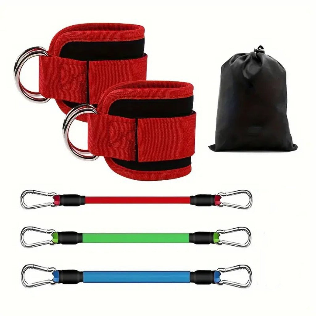 Adjustable Ankle Straps with Resistance Tubes for Leg and Glute Workouts