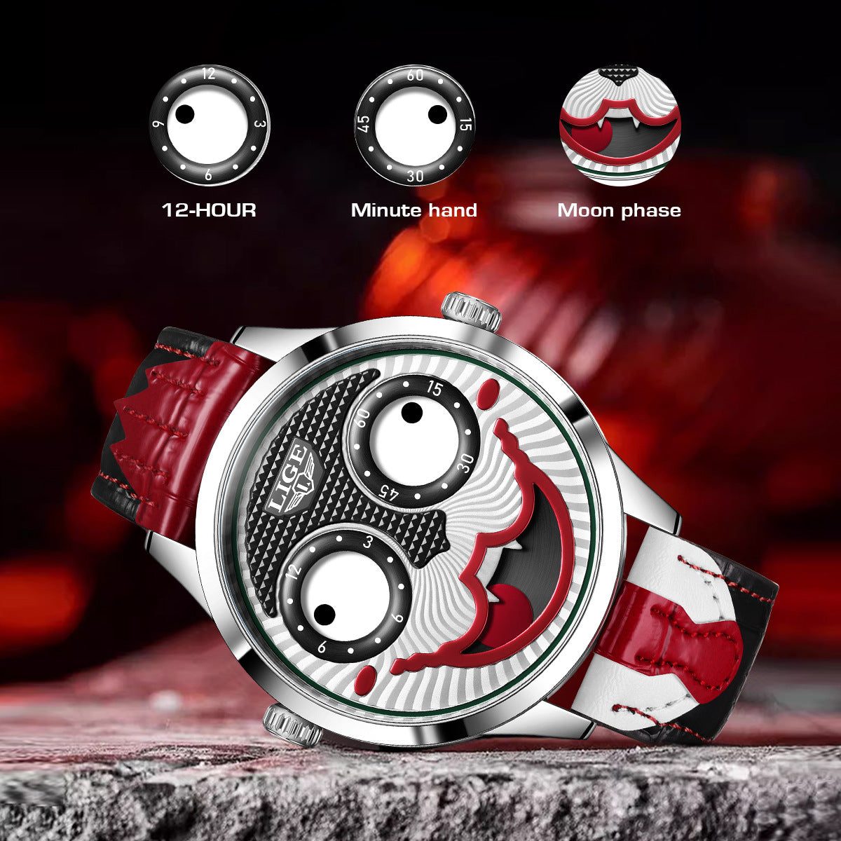 Clown Fashion Waterproof Sports watch