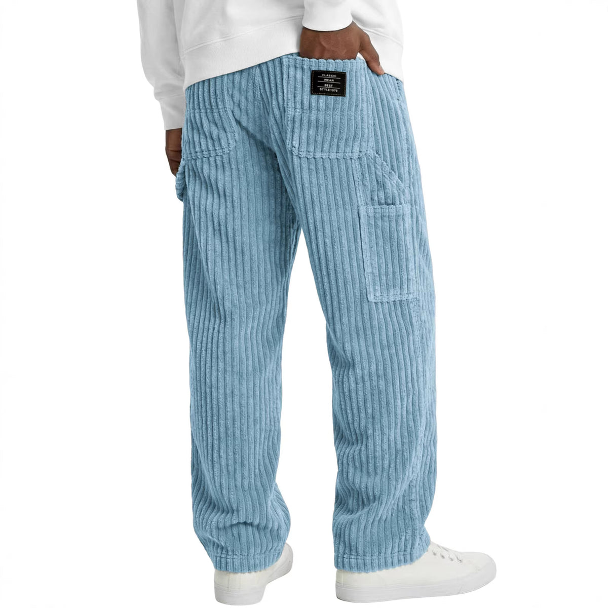 Denim straight-fit casual pants