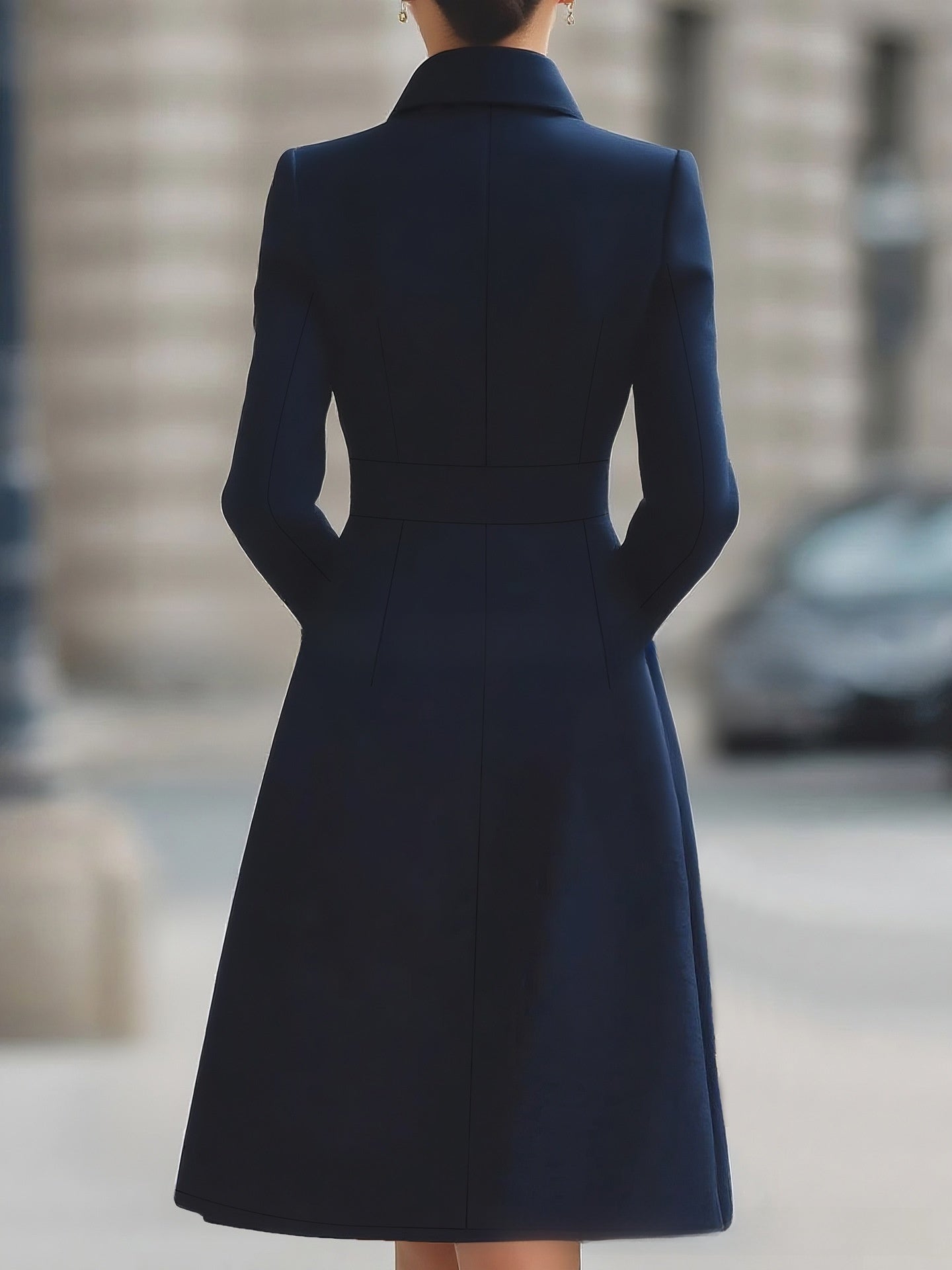 Women's French Elegant Slim-Fit A-Line Dress with Pockets