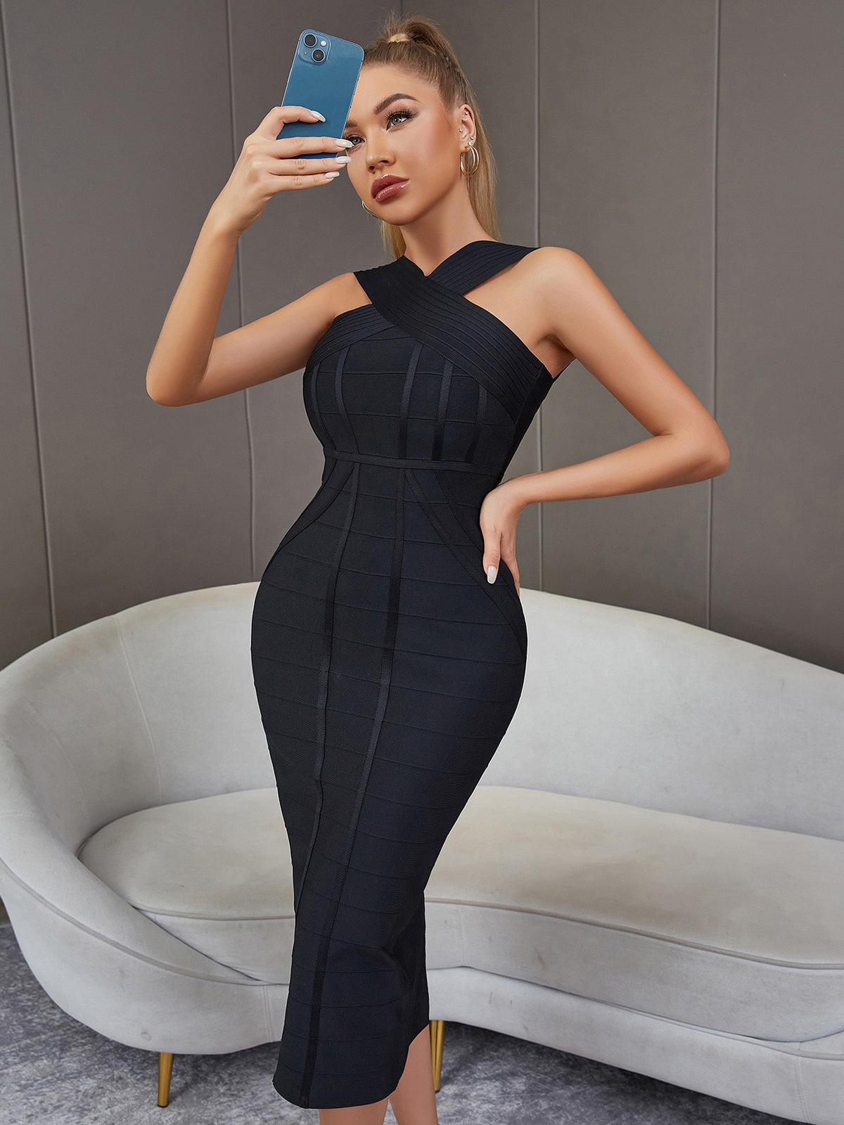 Womens Suspender Bodycon Dress