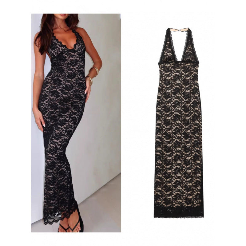 Lace Halter Neck Bodycon Dress