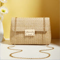 Straw Double-Ended Lock Shoulder Bag Chain Crossbody Bag