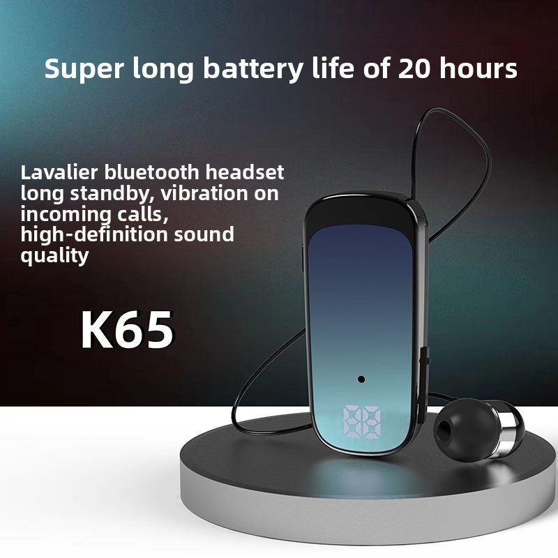 Clip-On Retractable Bluetooth Earphone with Digital Display
