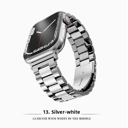Three Bead Solid Stainless Steel Watch Band