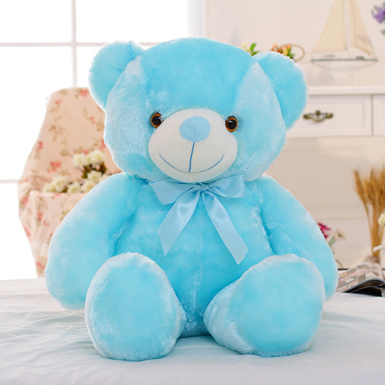Candy-Colored Luminous Musical Teddy Bear Plush Toy, Soft Huggable Stuffed Animal for Birthday Christmas Gift