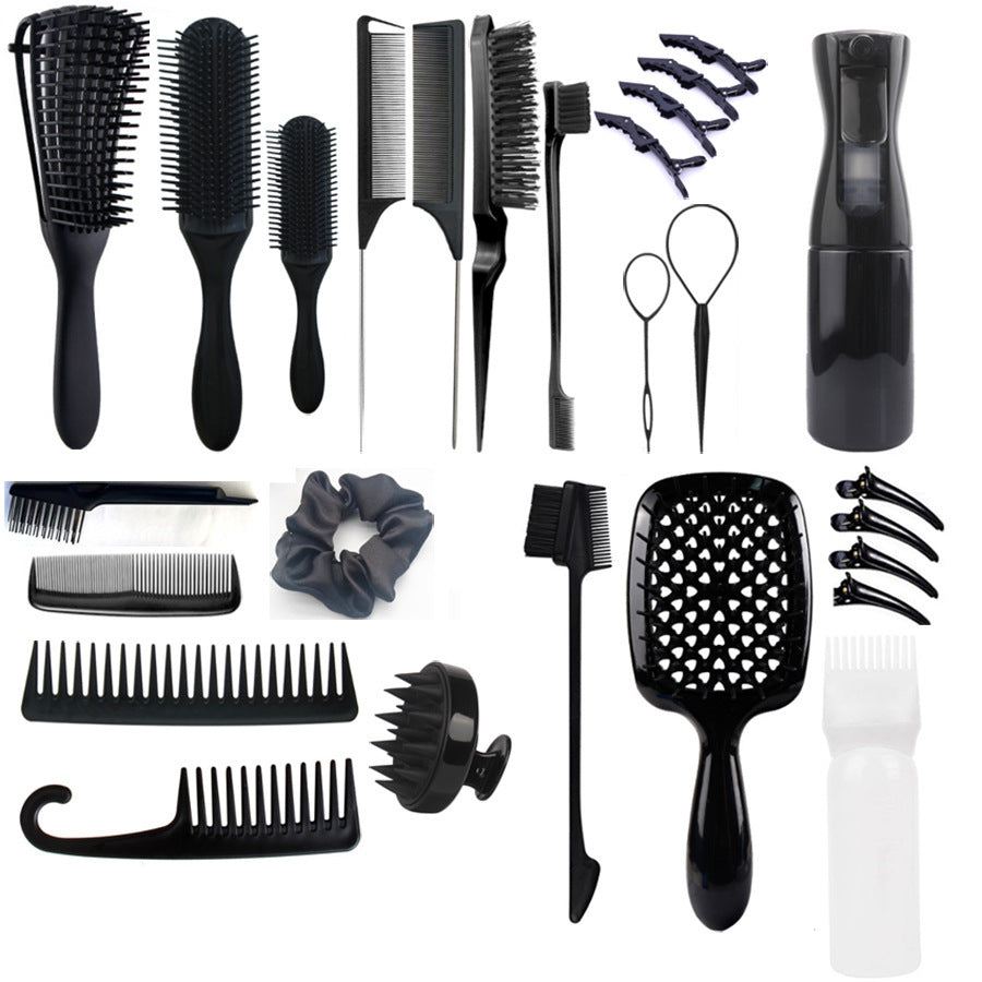 Hair Styling Comb Set with Spray Bottle and Eyebrow Brush