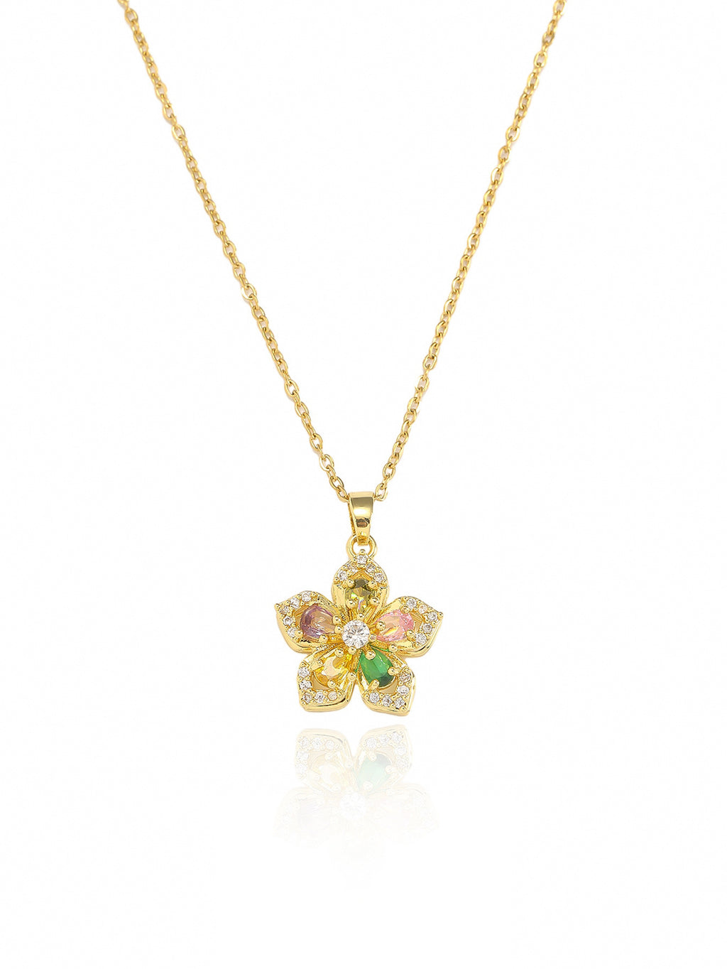 Rotating Bauhinia Flower Zircon Necklace