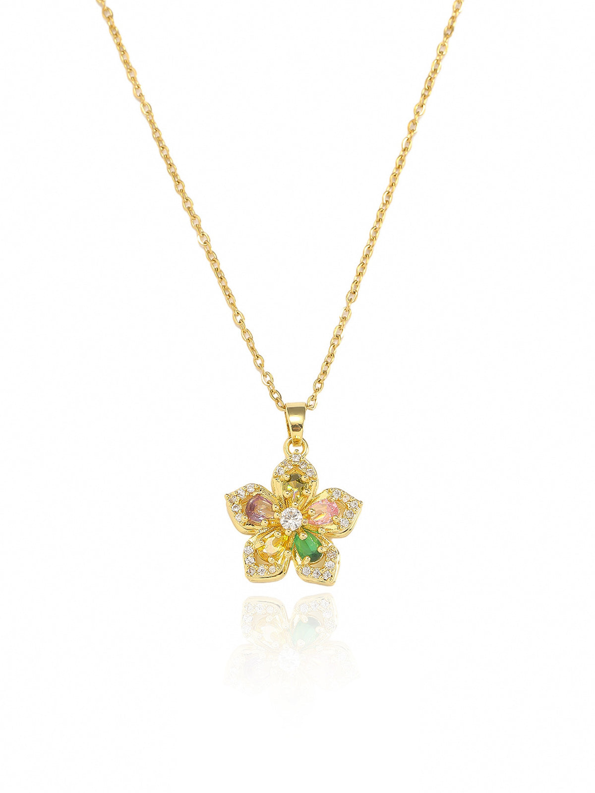 Rotating Bauhinia Flower Zircon Necklace
