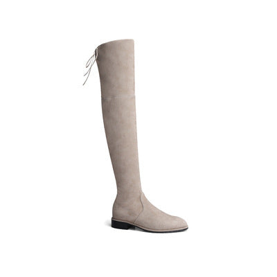 Womens Over Knee Suede Boots Elastic Thick Heel