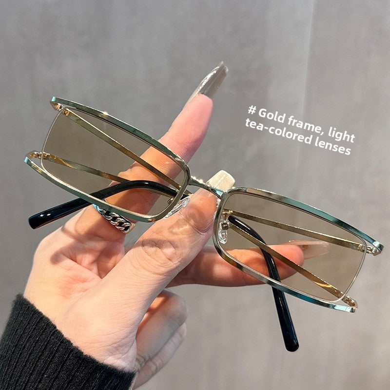 Women's silver metal plain glasses