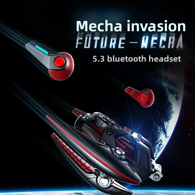 Cyberpunk Metal Bluetooth Headset with Luminous Effect
