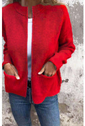 Casual Fashion Solid Color Pocket Cardigan Jacket