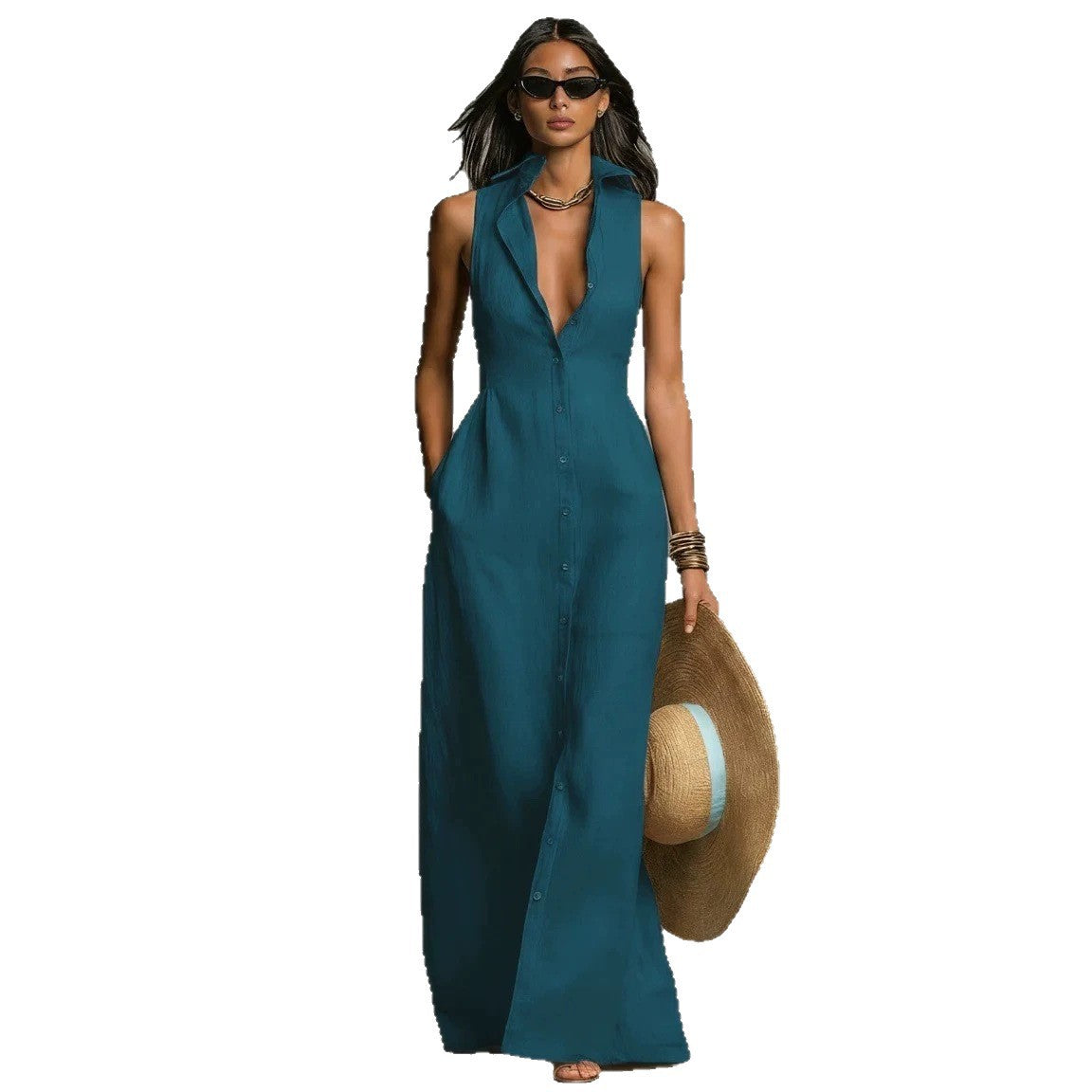 Sleeveless blouse-style dress