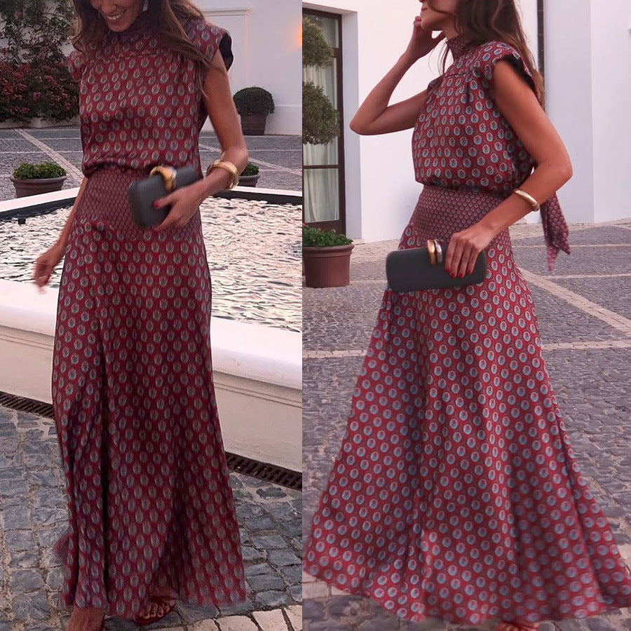 Sleeveless Floral Print Two-Piece Set