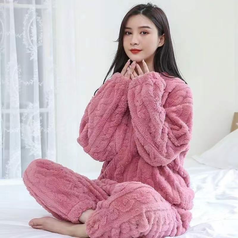 Thickly padded coral fleece pullover