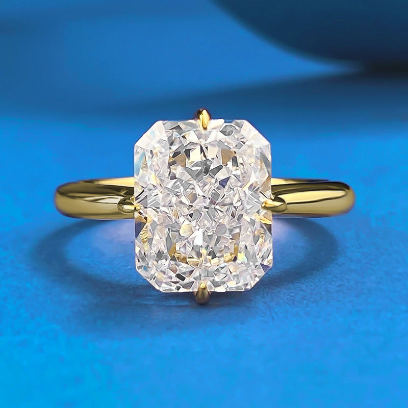 S925 Silver Gold Plated Diamond Geometric Ring