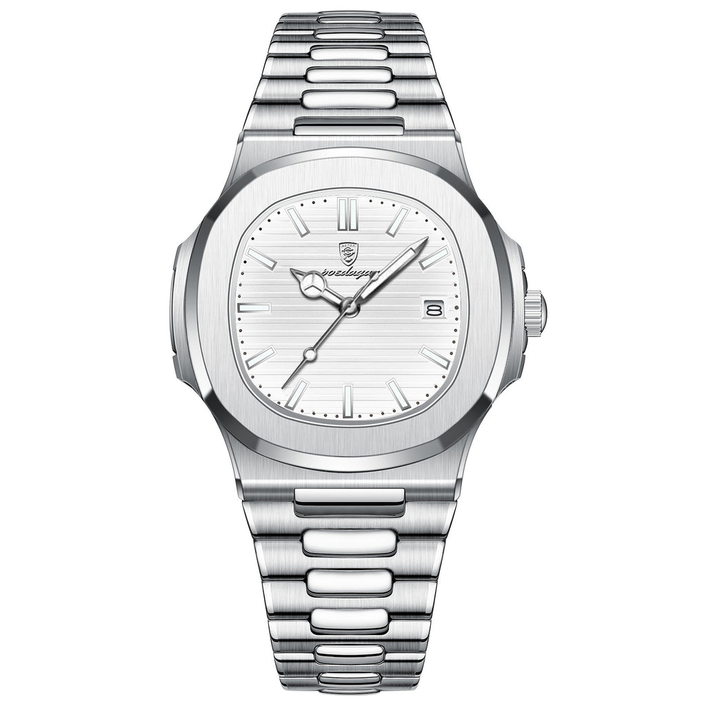 Ultra-Thin Waterproof Men's Quartz Watch with Stainless Steel Strap