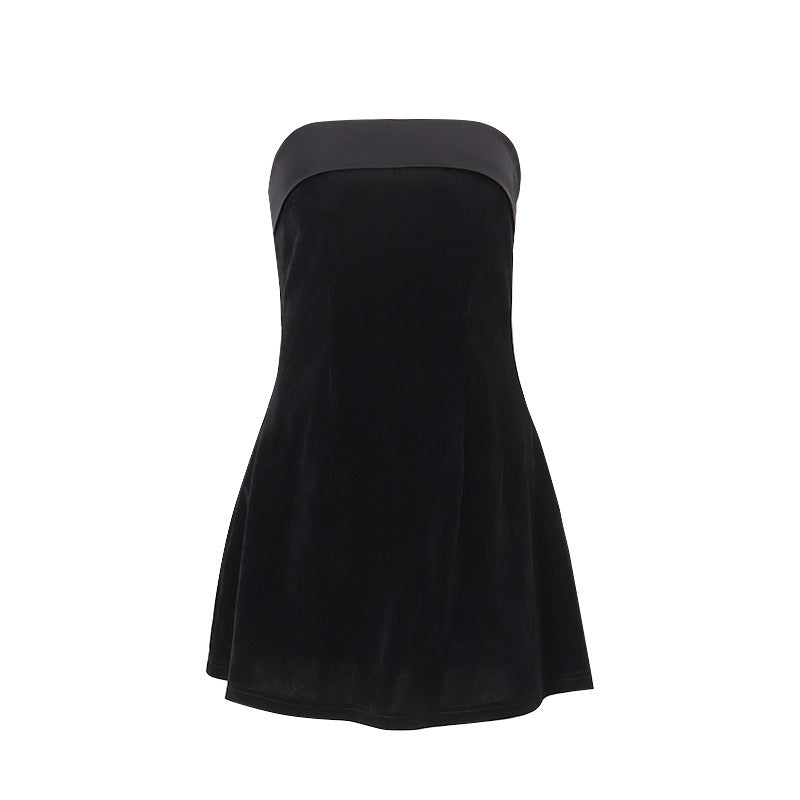 Womens One-Shoulder Backless Velvet Dress