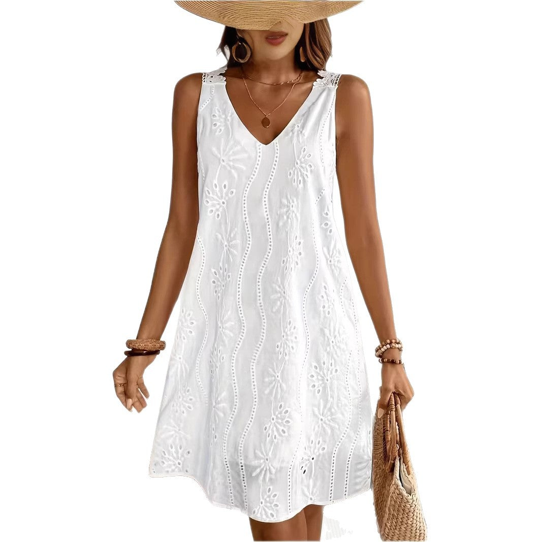 Sleeveless Solid Color Midi Dress