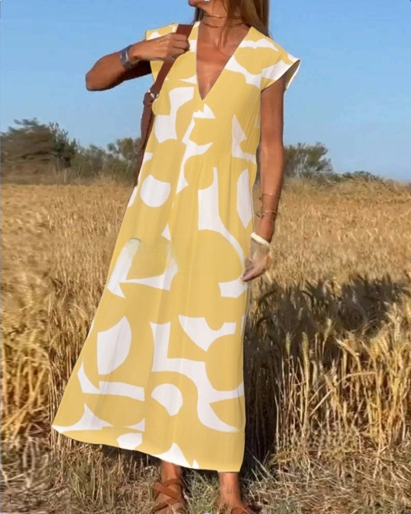 Fashion V-neck long dress for women