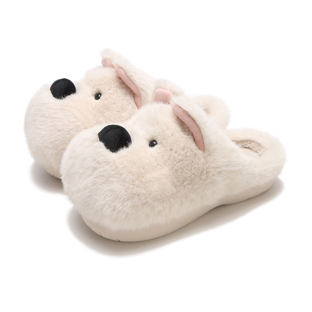 Women's winter warm and slip-resistant plush puppy cotton slippers