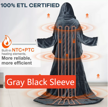 Wearable Electric Heating Blanket with Sleeves and Hood