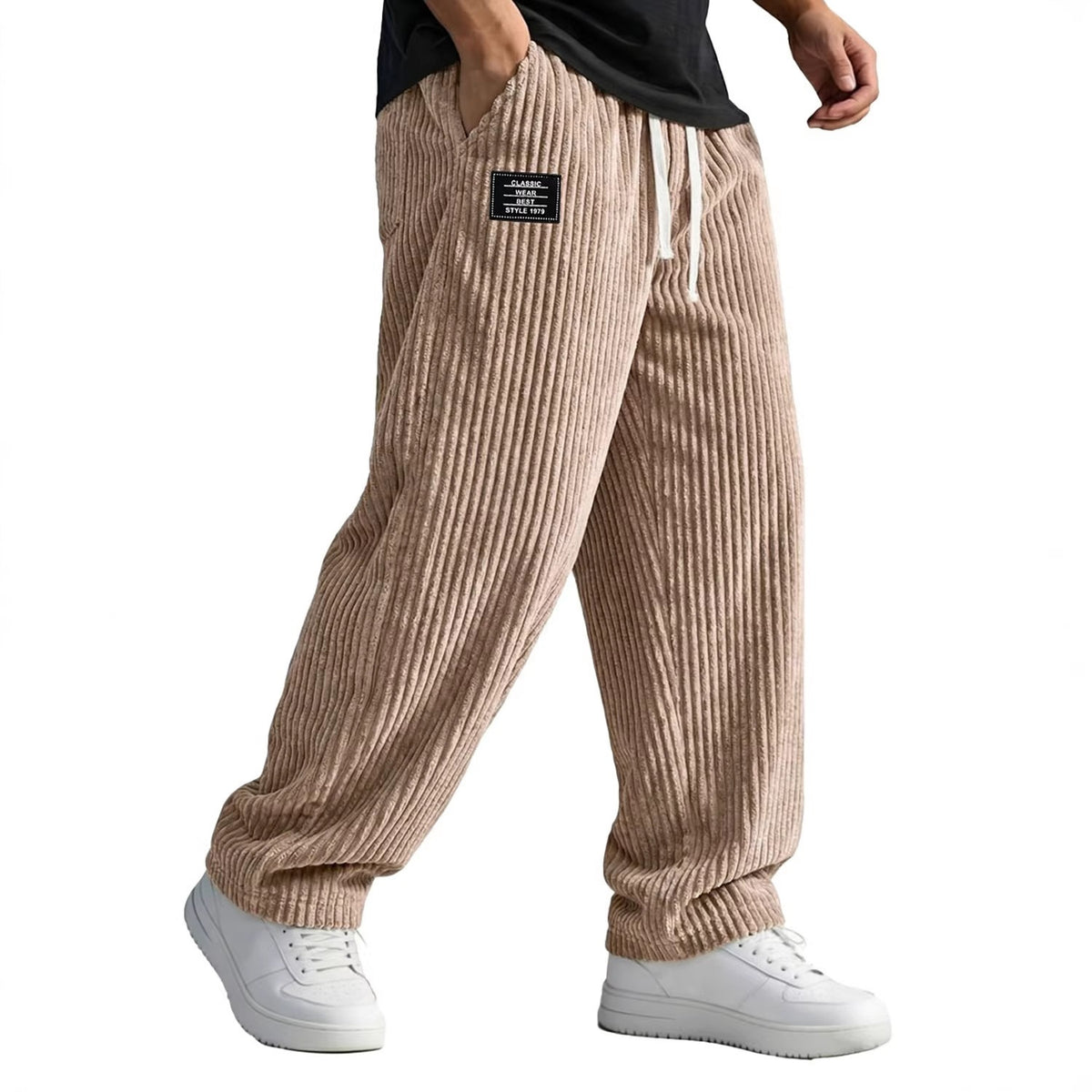 Mens Embroidered Straight Leg Casual Pants