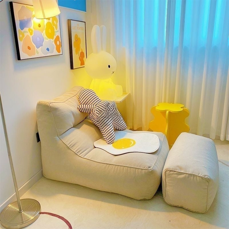 Single Leisure Chair Floor Lounge Bean Bag Tatami Lazy Sofa with Footrest