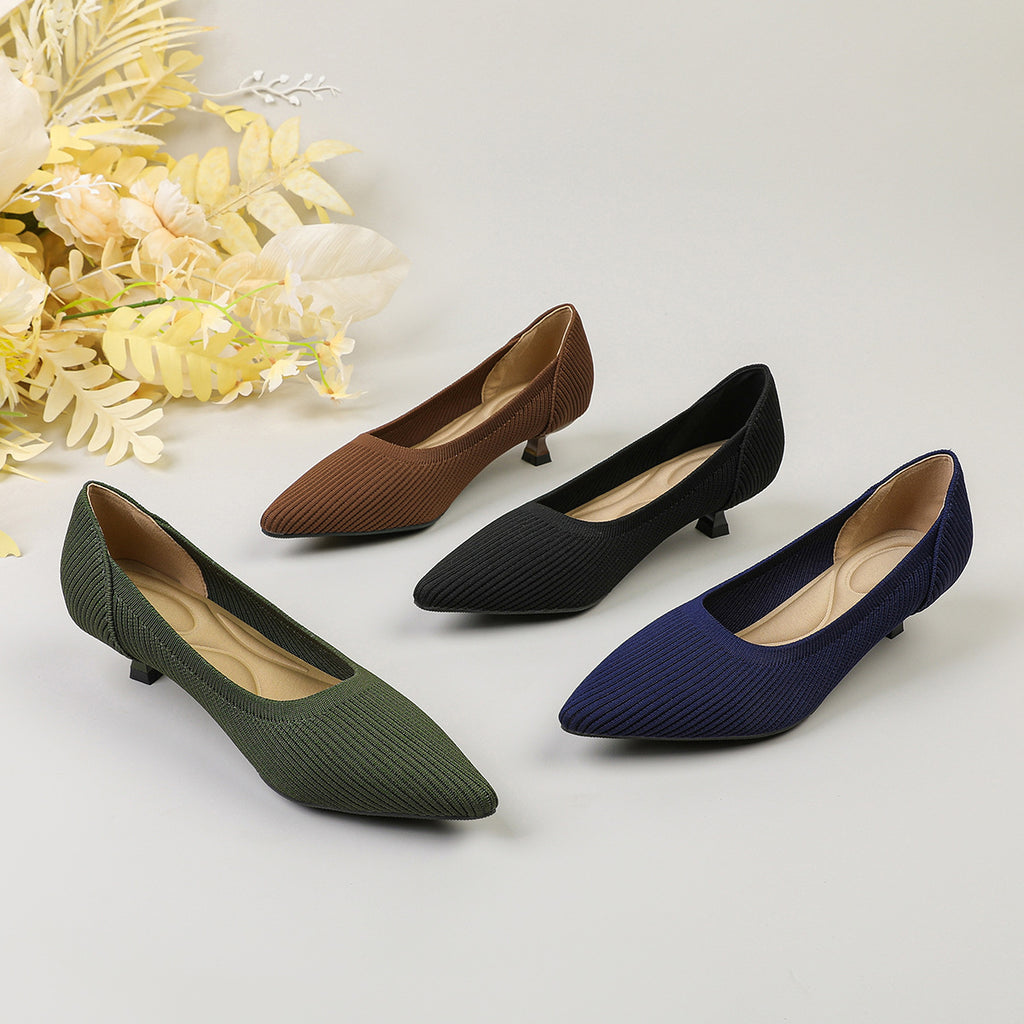Womens Knitted Stiletto Pointed Toe Heels