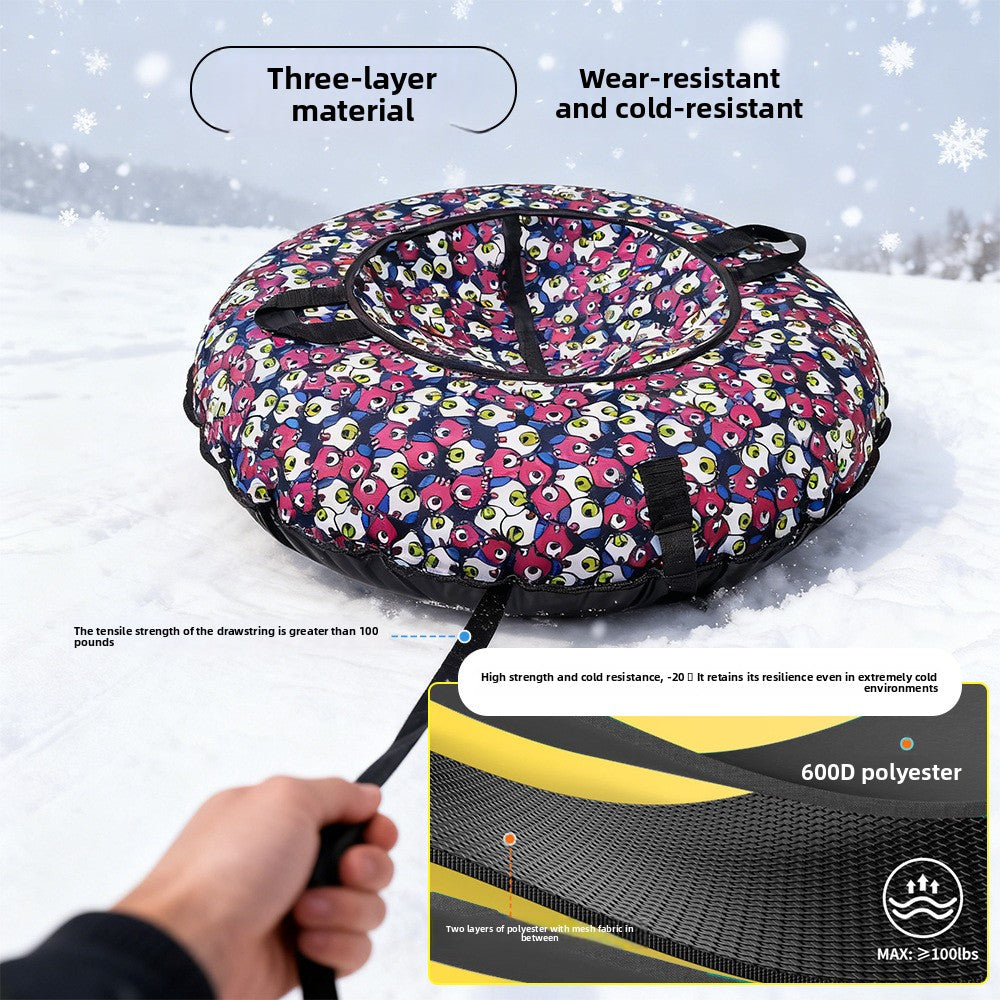 Winter PVC Inflatable Snow Tube with Cloth Cover for Outdoor Sledding and Grass Sliding