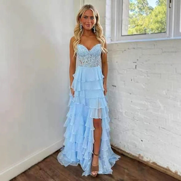 Strapless Slim Fit Evening Dress with Slit