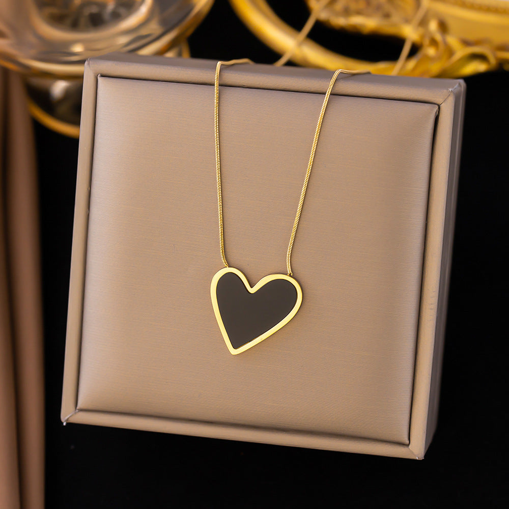 Titanium Steel Heart-Shaped Necklace for Women Fashion Heart Pendant Necklace