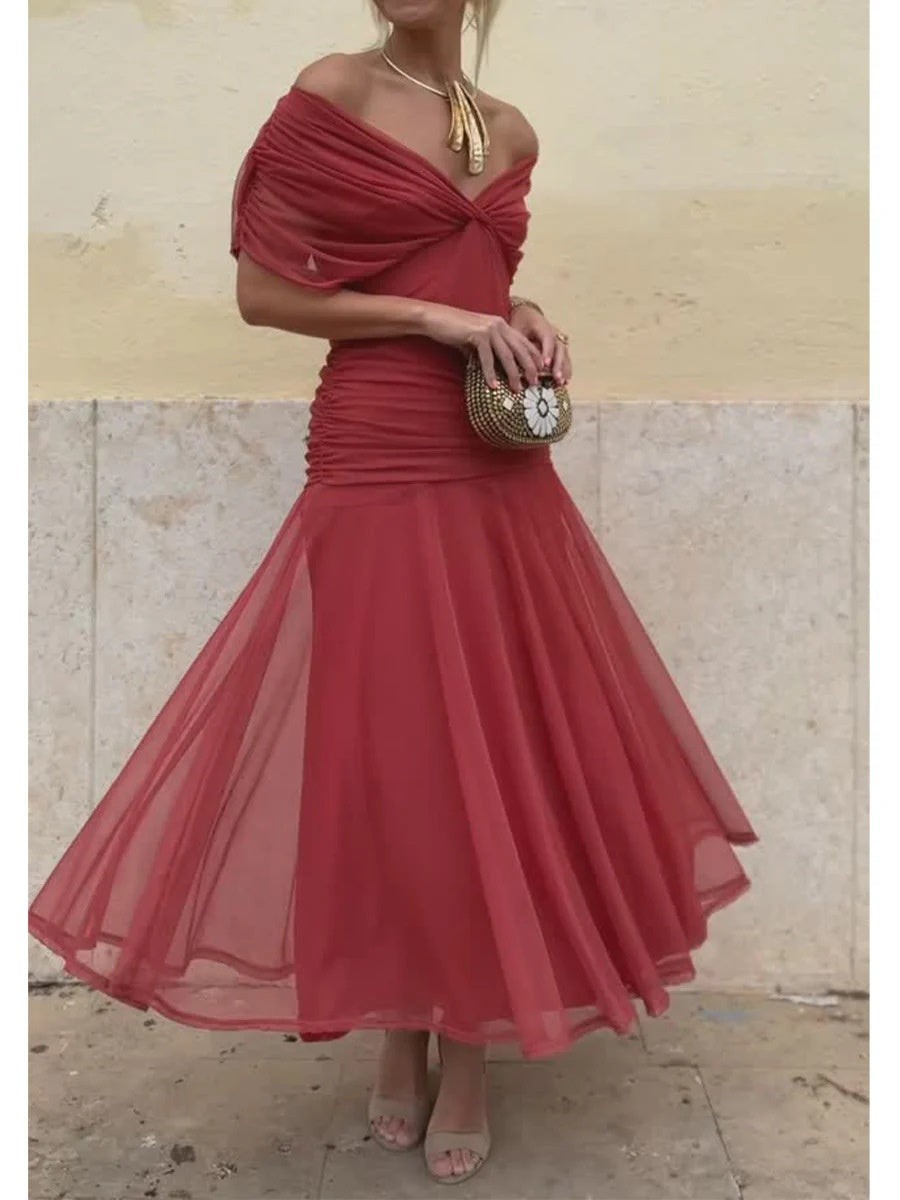 Women's Long Sleeve Chiffon Dress with Lining