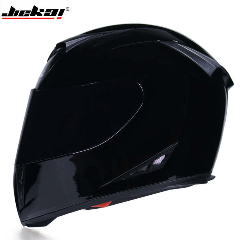 Full face bicycle helmet with dual lens