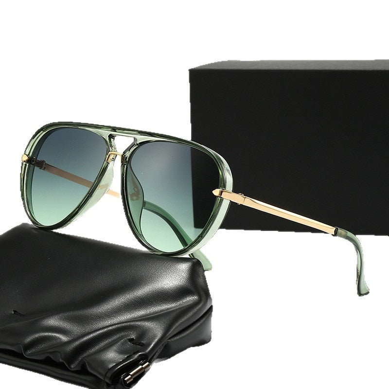 Retro Large Frame Aviator Sunglasses UV400 Protection PC Lens Fashion Versatile Eyewear