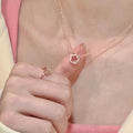 Pink Crystal Cherry Blossom Necklace